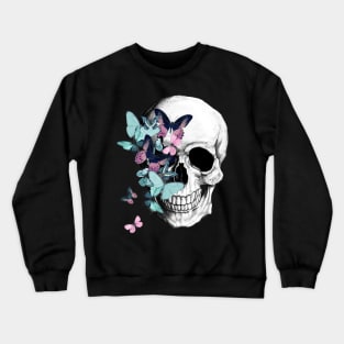 Skull and butterflies, sugar skulls and butterfly Crewneck Sweatshirt